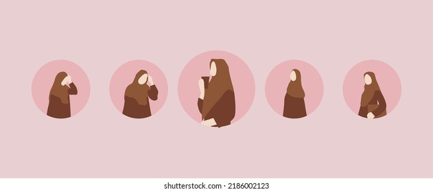 Muslim Woman Avatar On Circle