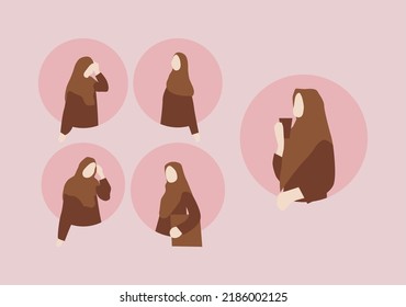 Muslim Woman Avatar On Circle