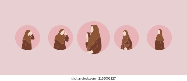 Muslim Woman Avatar On Circle