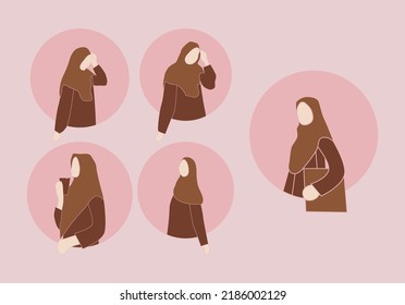 Muslim Woman Avatar On Circle