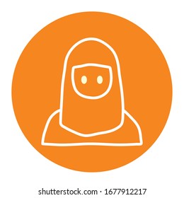 Muslim woman block line style icon design, Ramadan islamic religion culture belief religious faith god spiritual meditation and traditional theme Vector illustration
