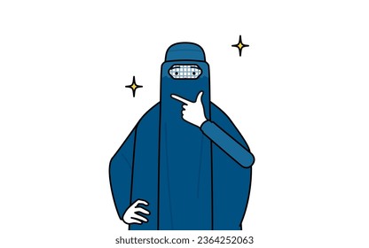 Muslim woman in burqa in a confident pose, Vector Illustration