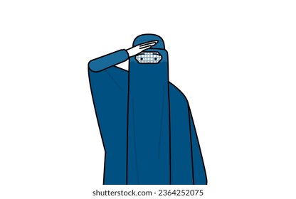 Muslim woman in burqa looking into the distance, Vector Illustration