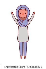 Muslim woman cartoon with traditional cloth design, Islamic religion culture belief religious faith god spiritual meditation and traditional theme Vector illustration