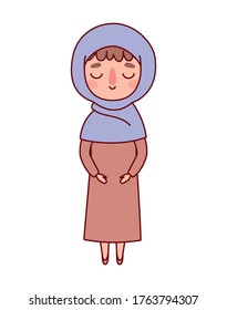 Muslim woman cartoon with traditional cloth design, Islamic religion culture belief religious faith god spiritual meditation and traditional theme Vector illustration