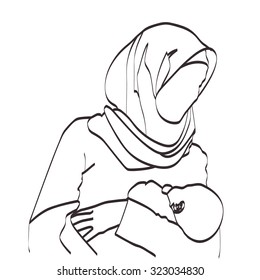 Muslim woman with a child