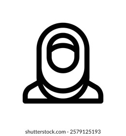 Muslim woman. Editable stroke vector icon.