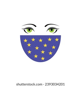 Muslim woman face with nose and mouth covered