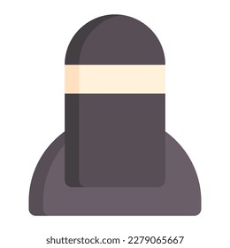 Muslim woman in flat icon. Muslimah, hijab, niqab, islamic, religious, ramadan, mubarak, profile, avatar, user