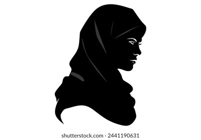 Muslim woman in hijab fashion silhouette, Woman Hijab Silhouette Vector Design