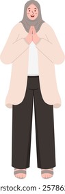 Muslim Woman in Hijab Greeting Pose Illustration