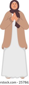 Muslim Woman in Hijab Greeting Pose Illustration