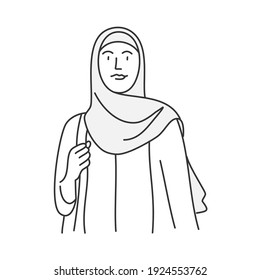Muslim woman in hijab.  Hand drawn vector illustration.
