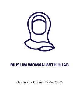 muslim woman with hijab icon from other collection. Thin linear muslim woman with hijab, hijab, islamic outline icon isolated on white background. Line vector muslim woman with hijab sign, symbol for 