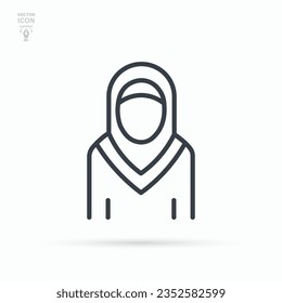 Muslim woman. Hijab woman line icon. Isolated vector illustration on white background.