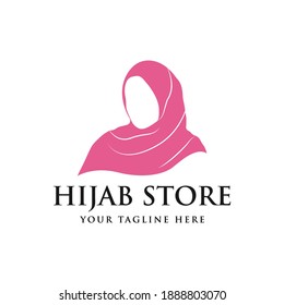 Muslim woman with hijab logo vector illustration design