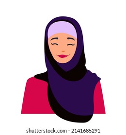 Muslim woman in hijab. Portrait of a young Arab girl in a traditional dress. The face of an Arab woman covered with a hijab. Mirati Women's day. Muslim females wearing hijab