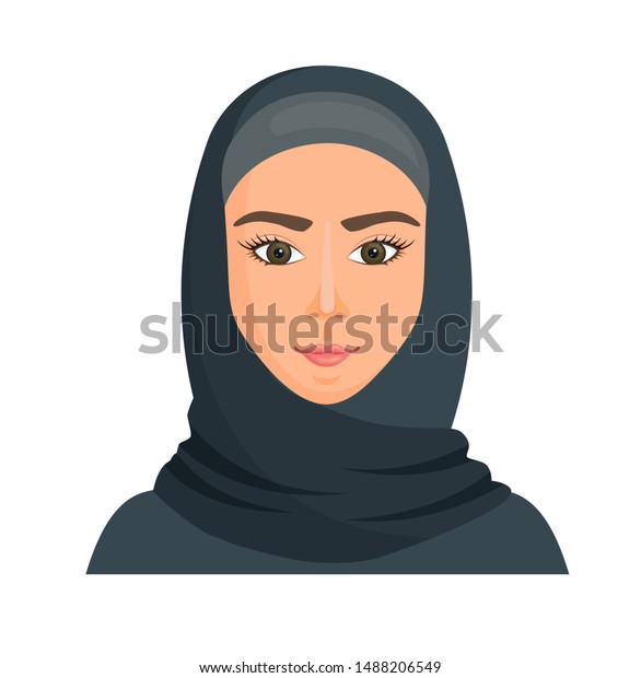 Muslim Woman In Hijab Portrait Of A Young Arab Girl In Traditional Dress Vector Avatar In 1626