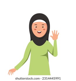 muslim woman in hijab smiling happily