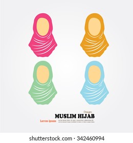 Muslim woman  icon with hijab. Asian muslim traditional  hijab.islam woman sign.vector illustration.