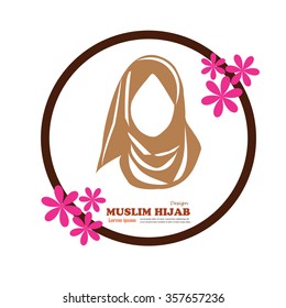 Muslim woman  icon with hijab. Asian muslim traditional  hijab.islam woman sign.vector illustration.