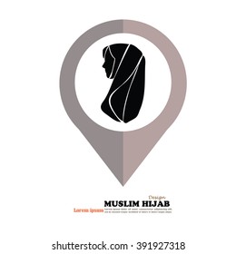 Muslim woman  icon with hijab. Asian muslim traditional  hijab.islam woman sign.vector illustration.