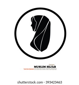 Muslim woman  icon with hijab. Asian muslim traditional  hijab.islam woman sign.vector illustration.