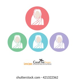 Muslim woman icon with hijab. Asian Muslim traditional hijab.Islam woman sign.vector illustration.