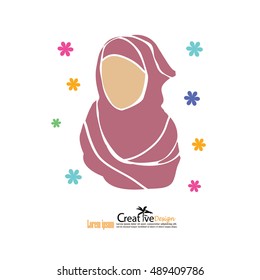 Muslim woman icon with hijab. Asian muslim traditional hijab.islam woman sign.vector illustration.