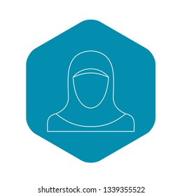 Muslim woman icon. Outline illustration of muslim woman vector icon for web