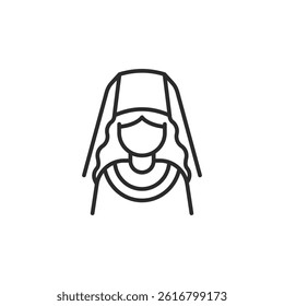 Muslim woman icon. Simple Muslim woman icon for social media, app, and web design. Vector illustration.