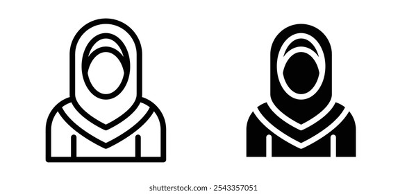 Muslim woman icon symbol collection on white background.