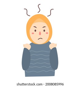 muslim woman illustration expressing anggry
