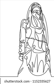 Muslim woman linear icon. Hijab