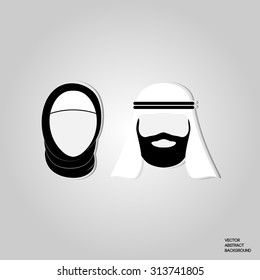 Muslim woman man Traditional Muslim costumes clothes.