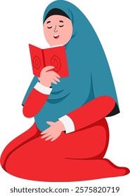 Muslim Woman Memorizes Makhraj Al-Quran Illustration