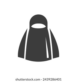 Muslim Woman Niqab Icon Black and White Vector Graphic