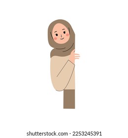Muslim Woman peeking. Curious girl