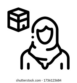 muslim woman pilgrim icon vector. muslim woman pilgrim sign. isolated contour symbol illustration