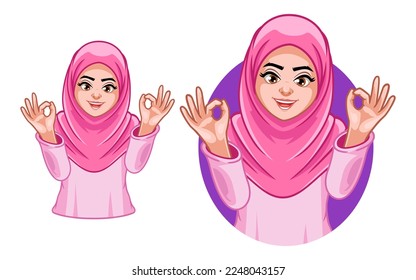 Muslim Woman In Pink Hijab Said Okay