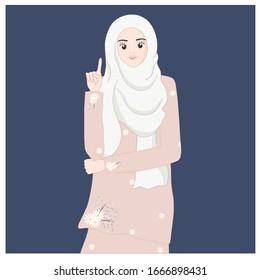 muslim woman point finger up 