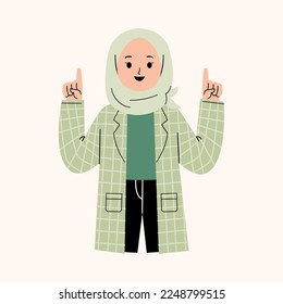 Muslim woman with pointing finger 