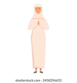 Muslim woman pray for love icon cartoon vector. Greetings happy. Closed eyes