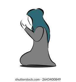 Mulher muçulmana reza a Alá.