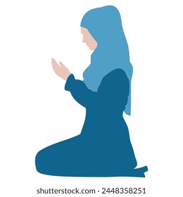 Muslim woman prayer to Allah. Vector image
