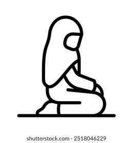 Muslim woman prayer icon line vector design in trendy style