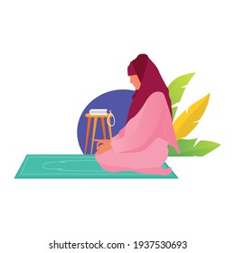 Muslim Woman Prayer illustration concept. Islamic illustration