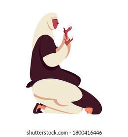 muslim woman praying design, Islamic religion culture and belief theme Vector illustration