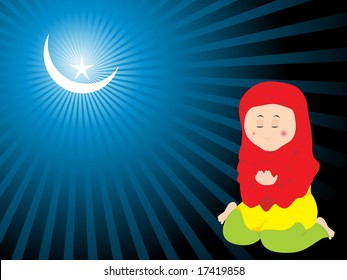 muslim woman praying during eid