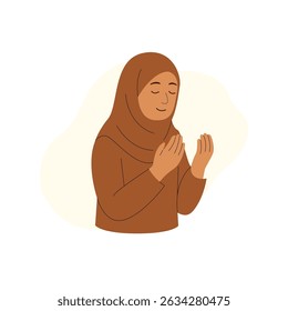 Mulher muçulmana rezando - Design plano Ilustração islâmica